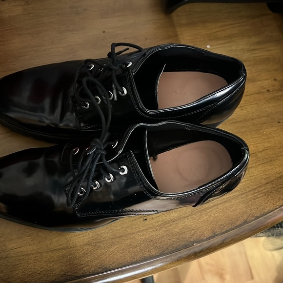 Zara Trafaluc Black Faux Leather Lace Up Chunky Platform Ankle Boot - Picture 6 of 8